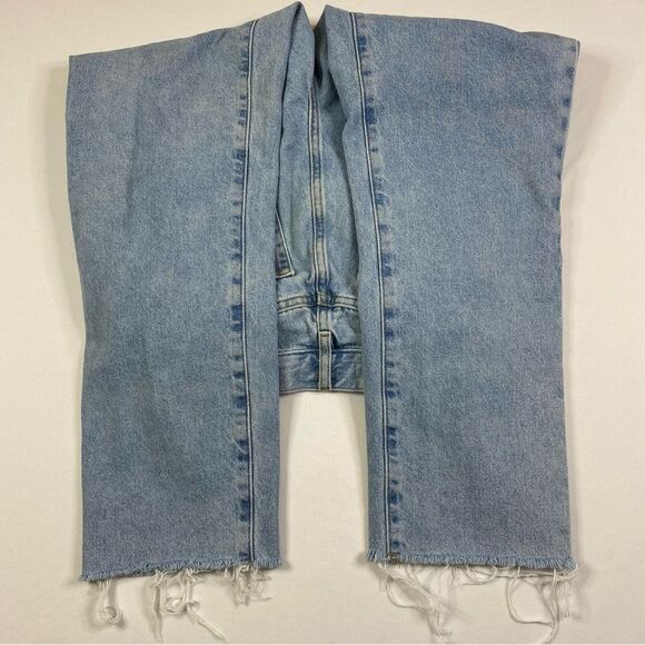 Pacsun High Rise Straight Jeans‎ Women's 24 90's Light Denim Raw Hem Button Fly - Picture 10 of 13